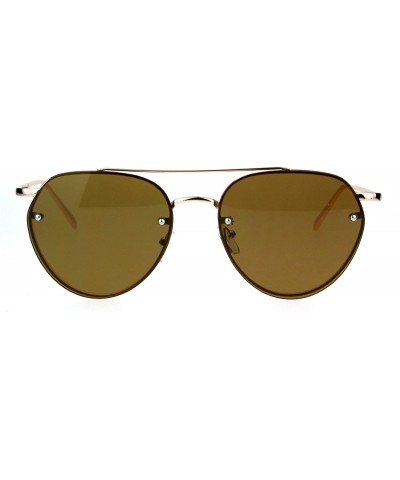 Aviator Womens Sunglasses Triangular Aviators Rims Behind Lens Color Lens UV 400 - Gold (Brown) - CS18642C6CA $14.50