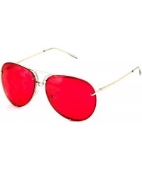 Round Aviator Poshe Oceanic Lens Twirl Metal Design Frames Sunglasses - Red - C412OC2ZKZG $12.87