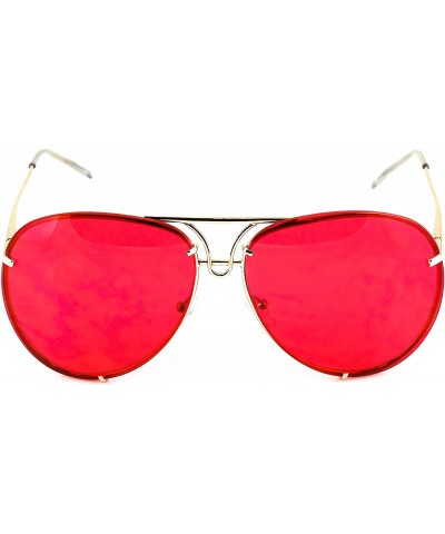 Round Aviator Poshe Oceanic Lens Twirl Metal Design Frames Sunglasses - Red - C412OC2ZKZG $20.38