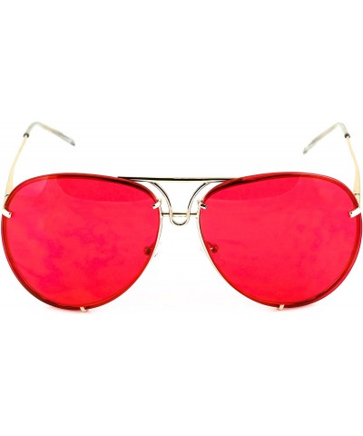 Round Aviator Poshe Oceanic Lens Twirl Metal Design Frames Sunglasses - Red - C412OC2ZKZG $12.87