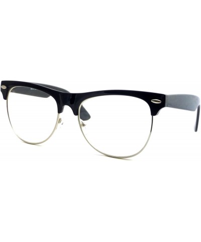 Rectangular VINTAGE Thick Half Rim Trendy Frame Clear Lens Eye Glasses GOLD/BLACK - CA125O5GQ2D $17.97
