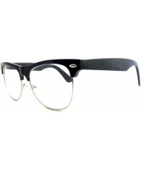 Rectangular VINTAGE Thick Half Rim Trendy Frame Clear Lens Eye Glasses GOLD/BLACK - CA125O5GQ2D $10.34