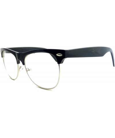 Rectangular VINTAGE Thick Half Rim Trendy Frame Clear Lens Eye Glasses GOLD/BLACK - CA125O5GQ2D $10.34
