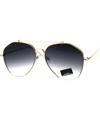 Rectangular Womens Luxury Designer Crop Bottom Metal Rim Boyfriend Style Sunglasses - Gold Smoke - CF18EQ9Q4WI $14.68