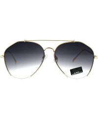 Rectangular Womens Luxury Designer Crop Bottom Metal Rim Boyfriend Style Sunglasses - Gold Smoke - CF18EQ9Q4WI $14.68