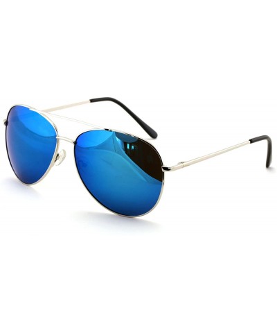 Aviator Polarized Mirror Aviator Sunglasses With Spring Hinge - Adult Standard Size - Lighweight - Silver Blue - C818DHQMNWA ...