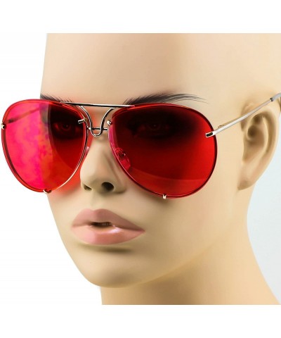 Round Aviator Poshe Oceanic Lens Twirl Metal Design Frames Sunglasses - Red - C412OC2ZKZG $12.87