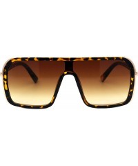 Square Mens Fashion Sunglasses Side Cover Square Flat Top Designer Shades UV 400 - Tortoise Gold (Brown) - CP194INT0AA $13.76