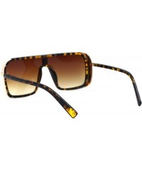 Square Mens Fashion Sunglasses Side Cover Square Flat Top Designer Shades UV 400 - Tortoise Gold (Brown) - CP194INT0AA $13.76