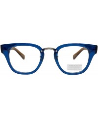 Oval Retro Nerd Geek Oversized Eye Glasses Horn Rim Framed Clear Lens Spectacles - Blue 75571 - CI18ZQXQM04 $9.93