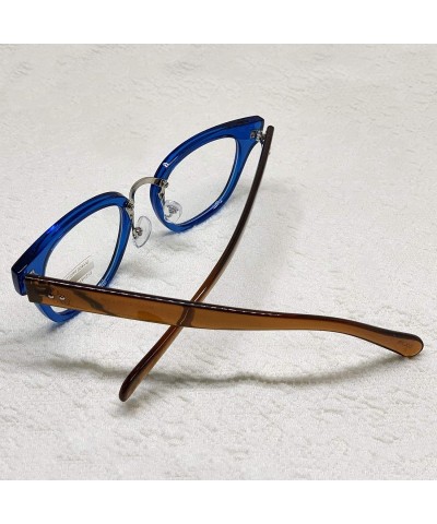 Oval Retro Nerd Geek Oversized Eye Glasses Horn Rim Framed Clear Lens Spectacles - Blue 75571 - CI18ZQXQM04 $9.93