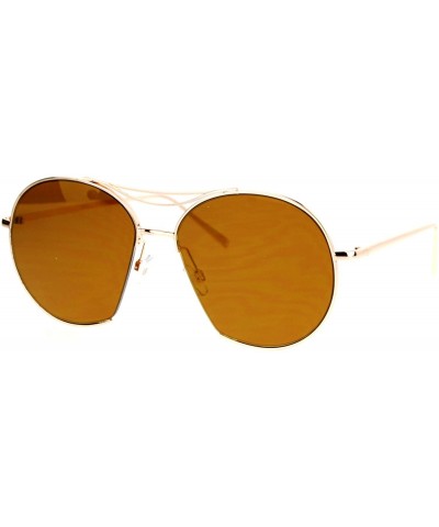 Round Womens Mirror Expose Lens Unique Runway Round Pilot Sunglasses - Gold Brown - C212LCJO6OP $22.86