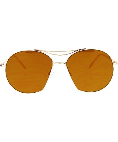 Round Womens Mirror Expose Lens Unique Runway Round Pilot Sunglasses - Gold Brown - C212LCJO6OP $11.74