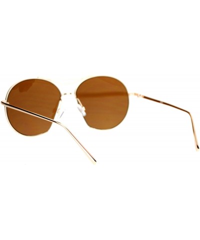 Round Womens Mirror Expose Lens Unique Runway Round Pilot Sunglasses - Gold Brown - C212LCJO6OP $11.74