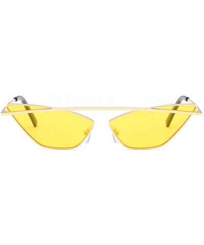Cat Eye Women's Fashion Cat Eye Shade Sunglasses Girl Sunglasses Integrated Stripe Vintage Glasses - Yellow - C318UIIA5AK $9.04