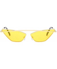 Cat Eye Women's Fashion Cat Eye Shade Sunglasses Girl Sunglasses Integrated Stripe Vintage Glasses - Yellow - C318UIIA5AK $9.04
