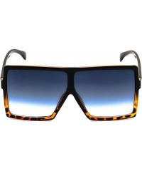 Round Oversized Exaggerated Flat Top Huge SHIELD Square Sunglasses Colorful Lenses Fashion Sunglasses - Black/Tortoise - CR18...
