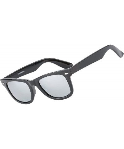 Wayfarer Classic Glasses TR90 Polarized Sunglasses UV400 - Shiny Black Frame / Silver Mirror - CS12O1GKYMD $24.61