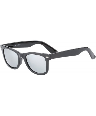 Wayfarer Classic Glasses TR90 Polarized Sunglasses UV400 - Shiny Black Frame / Silver Mirror - CS12O1GKYMD $13.74