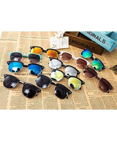 Round Genuine Semi Metal Quality Horn Rimmed Sunglasses Men Women Stylish UV400 - Black/Mercury - CI18EUHQ5I0 $7.95