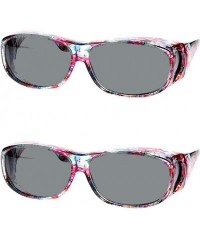 Round 2 Pair Polarized Sunglasses Fit Over Reading Glasses Oval Rectangular Sunglasses - Floral/Floral - CS1878S6Y7D $17.34