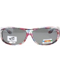 Round 2 Pair Polarized Sunglasses Fit Over Reading Glasses Oval Rectangular Sunglasses - Floral/Floral - CS1878S6Y7D $17.34