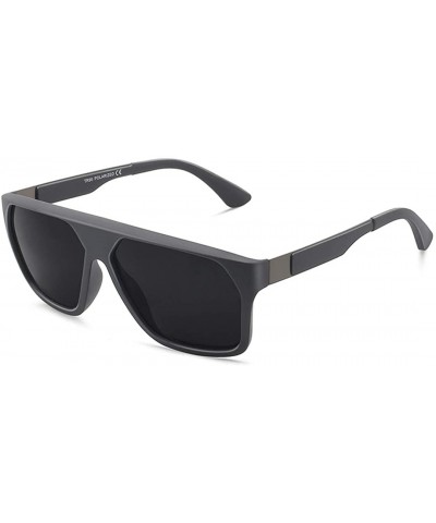 Oval Men's Sunglasses Polarized Ultralight Flat Top TR90 Eyeglasses Driving for Male UV400 - C1 Black Grey Red - CR18M3NMH25 ...