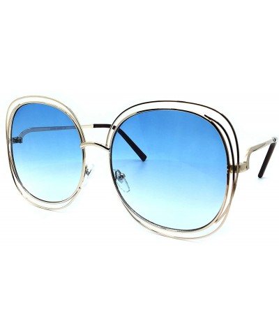 Oversized 562 Premium Oversized XXL Aviator True Oversize Huge Round Fashion Sunglass Womens - Blue - C118I5YQDII $18.84