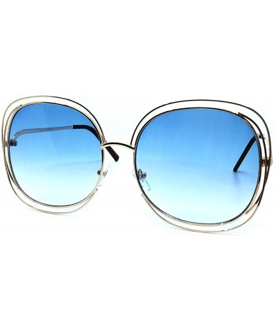 Oversized 562 Premium Oversized XXL Aviator True Oversize Huge Round Fashion Sunglass Womens - Blue - C118I5YQDII $18.84