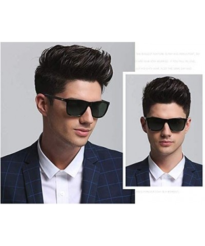 Oversized Unisex Polarized Sunglasses Square UV400 Brand Designer Sun glasses - Black Frame/Black Lenses - C3180K4NL9O $14.25