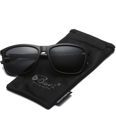 Oversized Unisex Polarized Sunglasses Square UV400 Brand Designer Sun glasses - Black Frame/Black Lenses - C3180K4NL9O $14.25