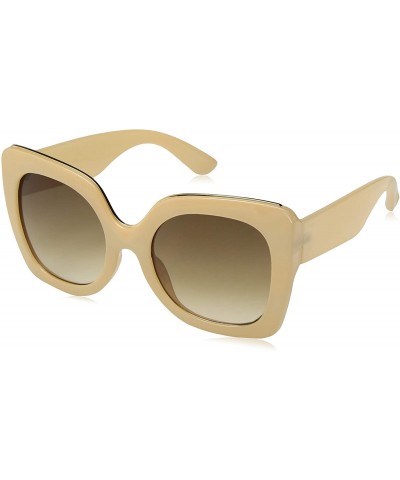 Oversized BSG1086 Oversized Sunglass with Brown Tint Lense 100% UVA/P Protection - Beige - CY18TA4CHS8 $14.98