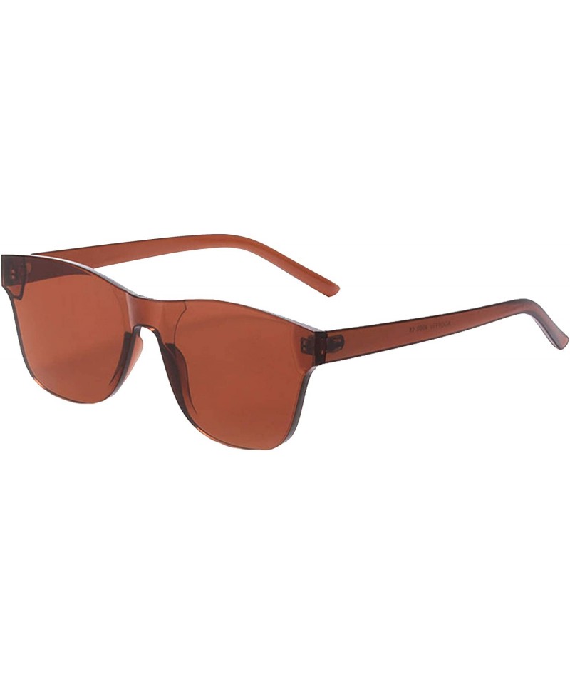 Rimless Rimless Tinted Sunglasses Transparent Candy Color Glasses - Brown - CV18Q9S384T $15.72