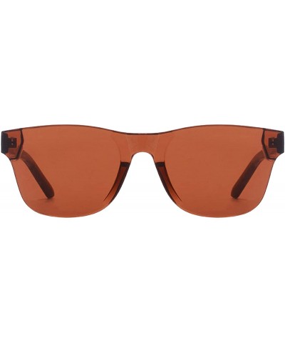 Rimless Rimless Tinted Sunglasses Transparent Candy Color Glasses - Brown - CV18Q9S384T $15.72