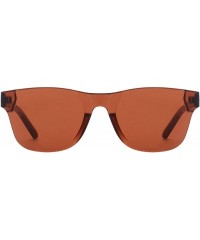 Rimless Rimless Tinted Sunglasses Transparent Candy Color Glasses - Brown - CV18Q9S384T $15.72