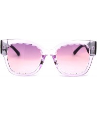Rectangular Womens Bevel Flower Paddle Lens Horn Rim Sunglasses - All Purple - CU197LYHQD5 $10.59