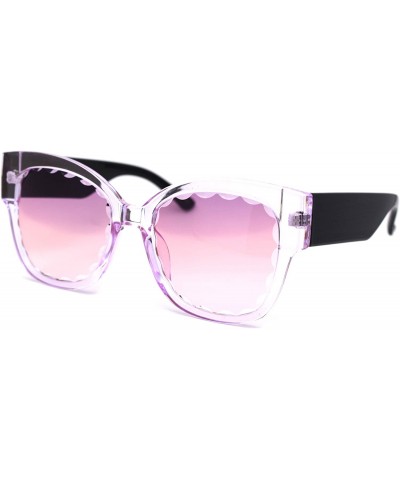 Rectangular Womens Bevel Flower Paddle Lens Horn Rim Sunglasses - All Purple - CU197LYHQD5 $10.59