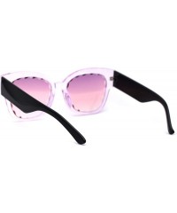 Rectangular Womens Bevel Flower Paddle Lens Horn Rim Sunglasses - All Purple - CU197LYHQD5 $10.59