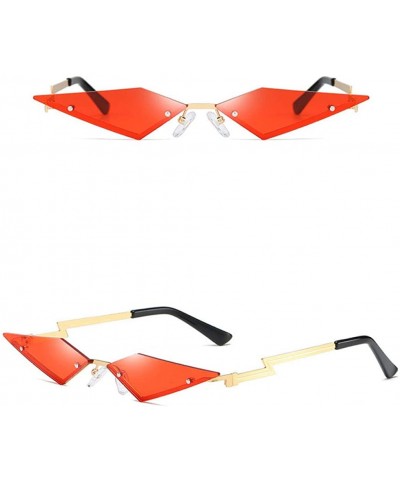 Oversized Sunglasses Trending Rimless Eyewear Irregular - Red - CI198Q4YQ2S $11.46