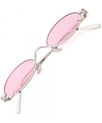 Square Vintage Slender Oval Sunglasses for Women Small Metal Frame Candy Colors Lens - Pink Lens/Silver Frame - CV180MCUIG0 $...