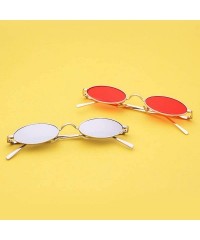 Square Vintage Slender Oval Sunglasses for Women Small Metal Frame Candy Colors Lens - Pink Lens/Silver Frame - CV180MCUIG0 $...