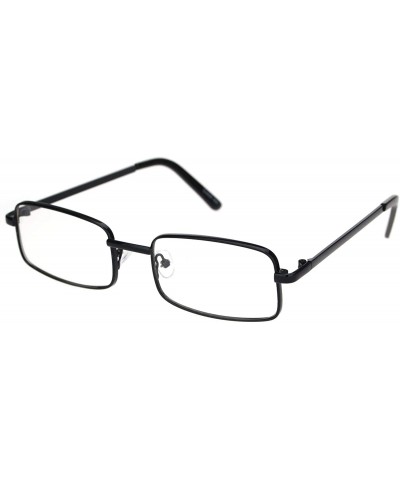 Rectangular Classic Mens 90s Rectangular Clear Lens Metal Rim Eyeglasses - Black - C418NKTURUH $8.82