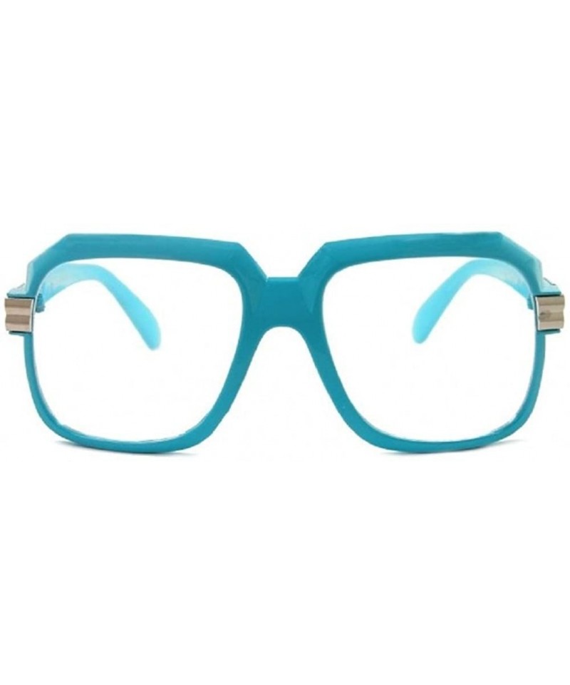 Oversized Gazelle Emcee Oversized Square Sunglasses w/Clear Lenses - Powder Blue & Silver Frame - CN186AGA2K4 $8.45