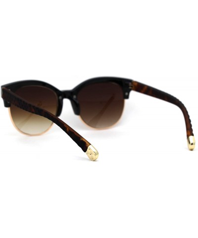 Wayfarer Womens Designer Luxury Half Horn Rim Diva Sunglasses - Black Brown - CK12HVJZVRB $20.13
