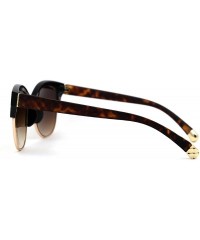 Wayfarer Womens Designer Luxury Half Horn Rim Diva Sunglasses - Black Brown - CK12HVJZVRB $10.20