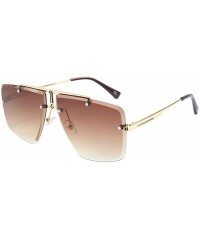 Square 2019 new fashion luxury men's square cut edge frameless metal legs brand designer sunglasses UV400 - Brown - CD18UZ7T5...