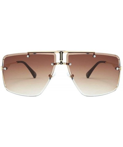 Square 2019 new fashion luxury men's square cut edge frameless metal legs brand designer sunglasses UV400 - Brown - CD18UZ7T5...