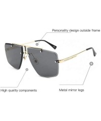 Square 2019 new fashion luxury men's square cut edge frameless metal legs brand designer sunglasses UV400 - Brown - CD18UZ7T5...