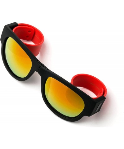 Wayfarer Folding Retro Design for Action Sports Easy to Store Sunglasses - Orange/Red - C117Y0LZ2GU $10.86