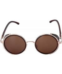 Round Steampunk Gothic - 002 Retro Vintage Hippie Colored Metal Round Circle Frame Sunglasses Colored Lens - C9184I7COZ8 $16.25